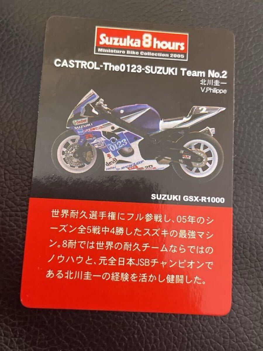 京商 SUZUKI GSX-R1000 CASTROL THE0123 NO.2 鈴鹿8耐 Suzuka 8hours 2005 1/32スケールミニカーバイク 北川圭一 V.phivrppe カストロール