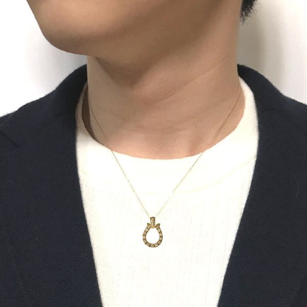  новый товар не использовался подлинный товар K18 Gold бриллиант подвеска подкова шланг колодка колье сервис цепь есть 