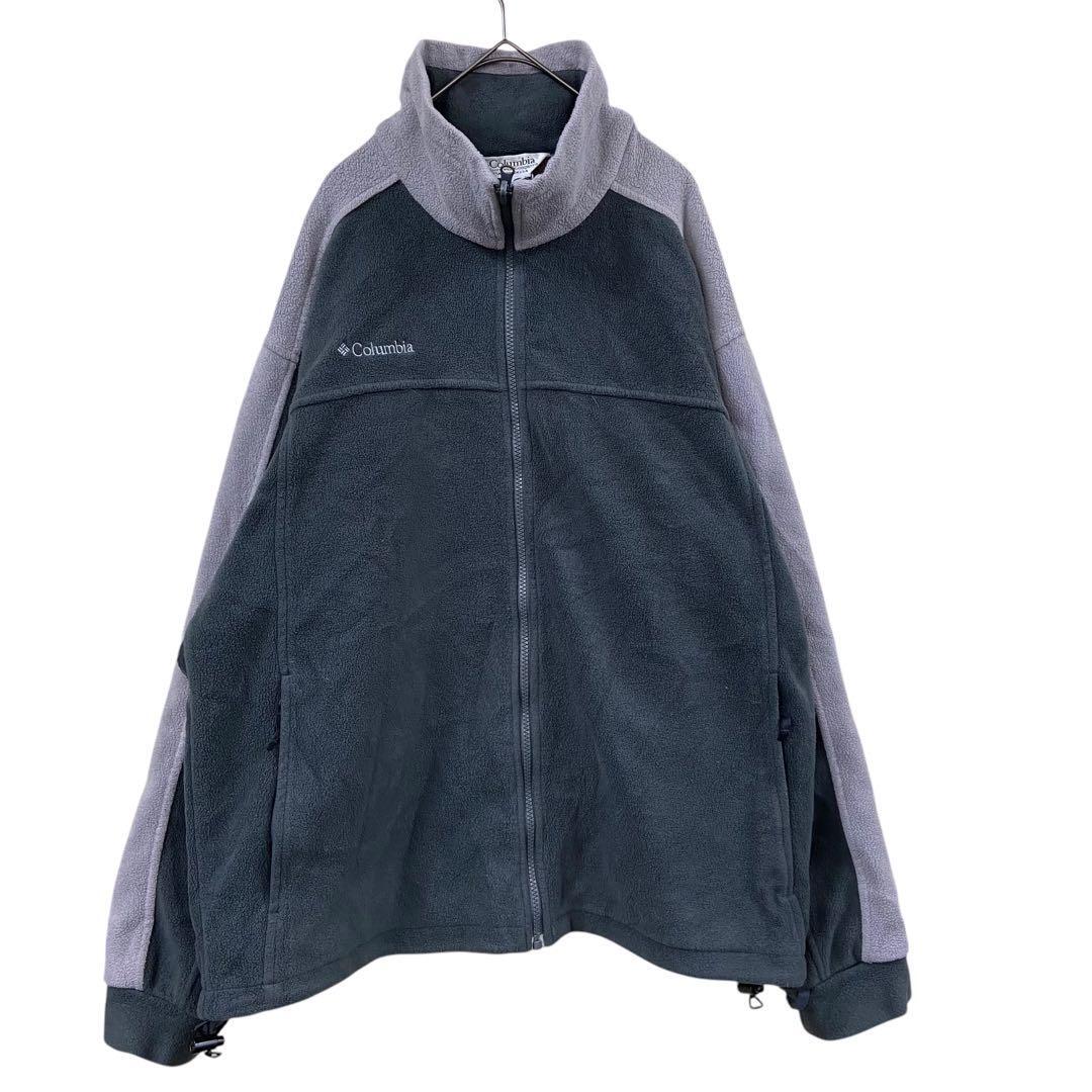 コロンビア　メンズフリースジャケット　XL　黒×灰　ハイネック ジップ【2670