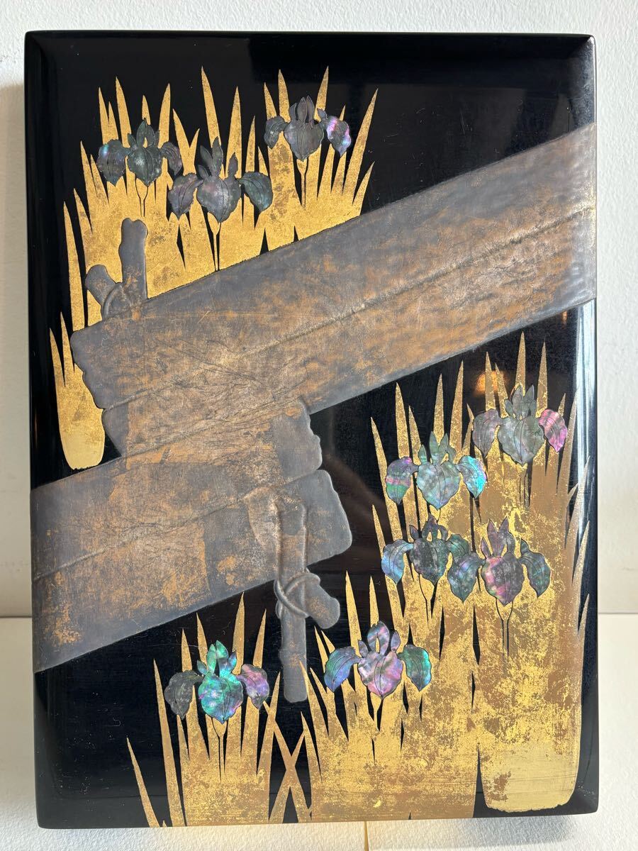 八橋蒔絵 螺鈿文庫 共箱 国宝 尾形光琳 八橋蒔絵螺鈿硯箱 写し 八橋蒔絵 螺鈿文庫 共箱 国宝 尾形光琳 八橋蒔絵螺鈿硯箱 写し