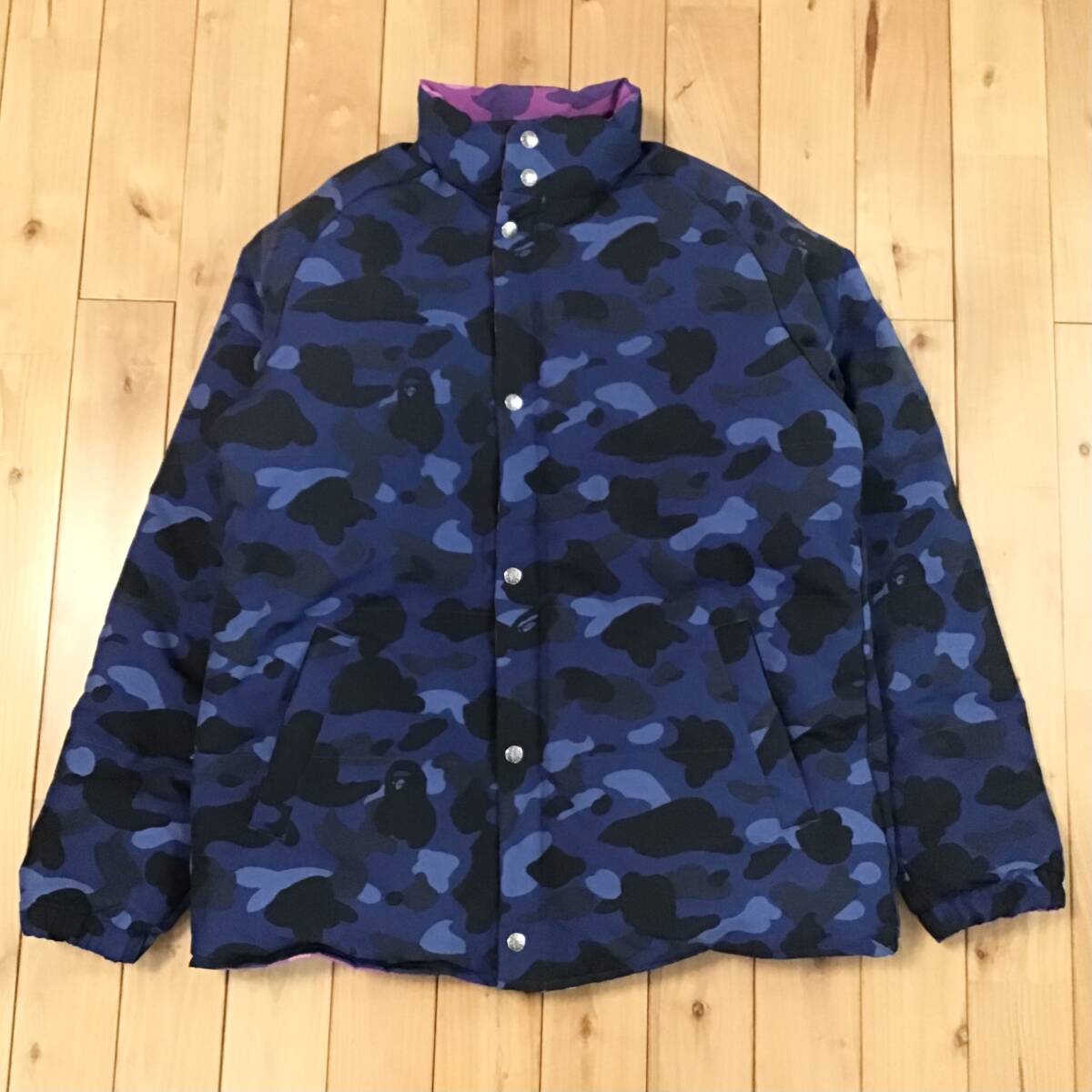 ★リバーシブル★ ダウンジャケット Lサイズ purple camo × blue camo a bathing ape bape エイプ ベイプ reversible down jacket nhi5