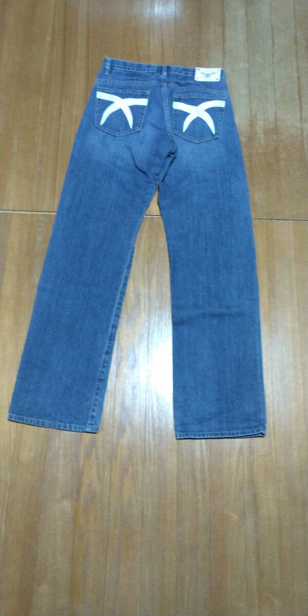 子供 ジュニア 用 デニム パンツ ジーパン ジーンズ バック ペイント 160㎝ サイズ オリジナル 男 女 兼用 売切 レア 希少 デザイン 綿100%_画像4