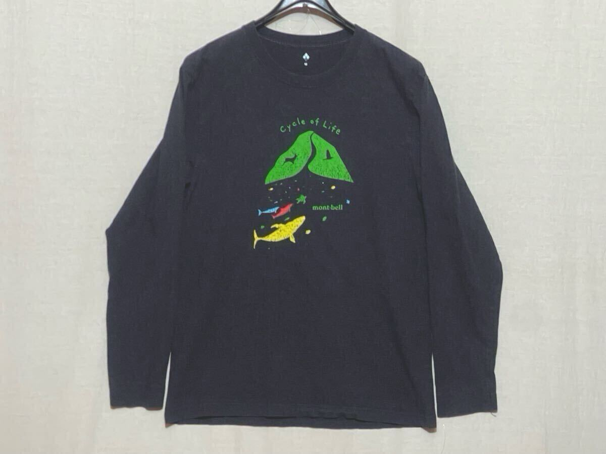 【mont-bell】モンベル 長袖Tシャツ ロンT 濃い杢グレー 綿 100% サイズM Cycle of Life_画像1