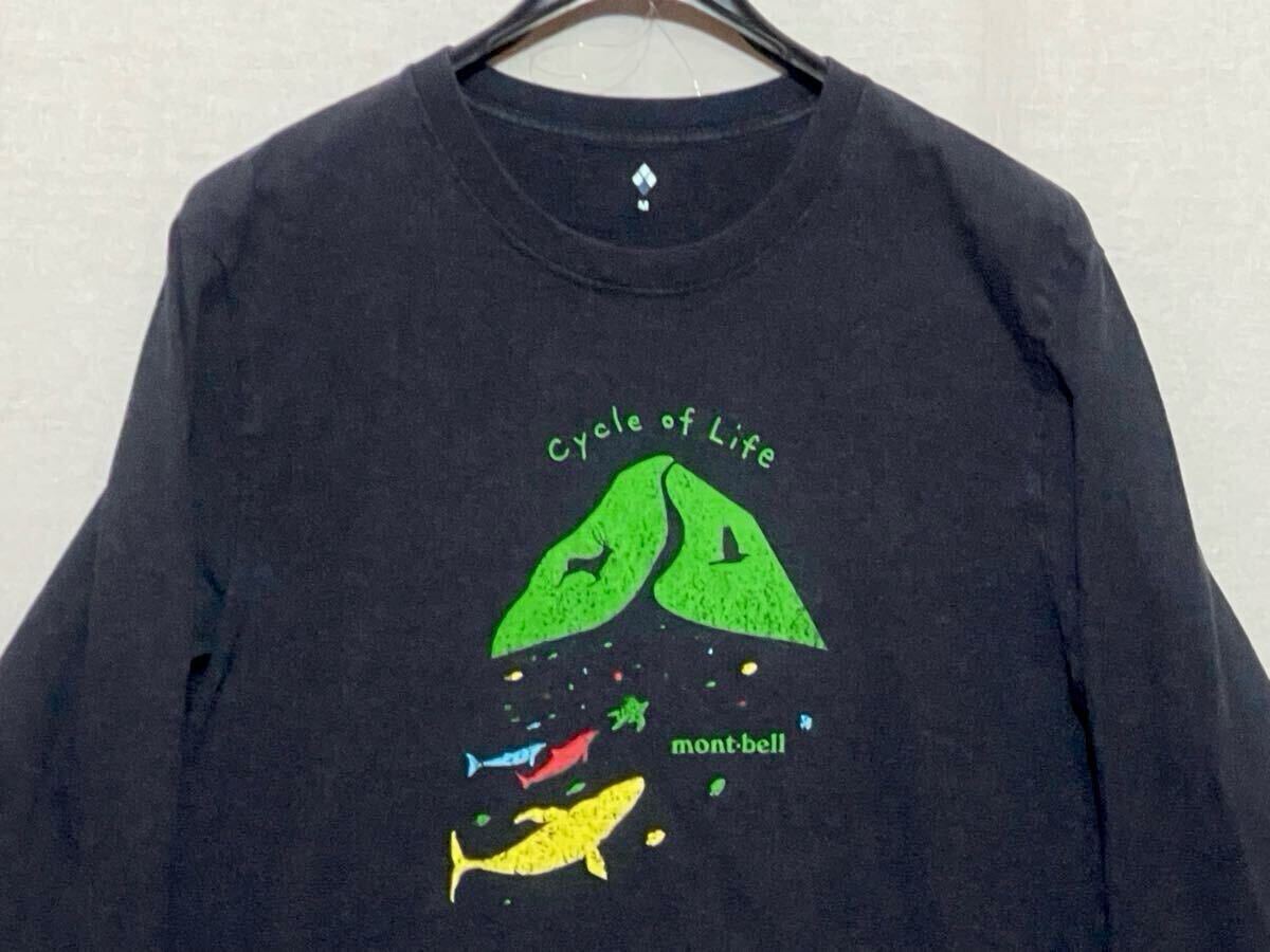 【mont-bell】モンベル 長袖Tシャツ ロンT 濃い杢グレー 綿 100% サイズM Cycle of Life_画像4