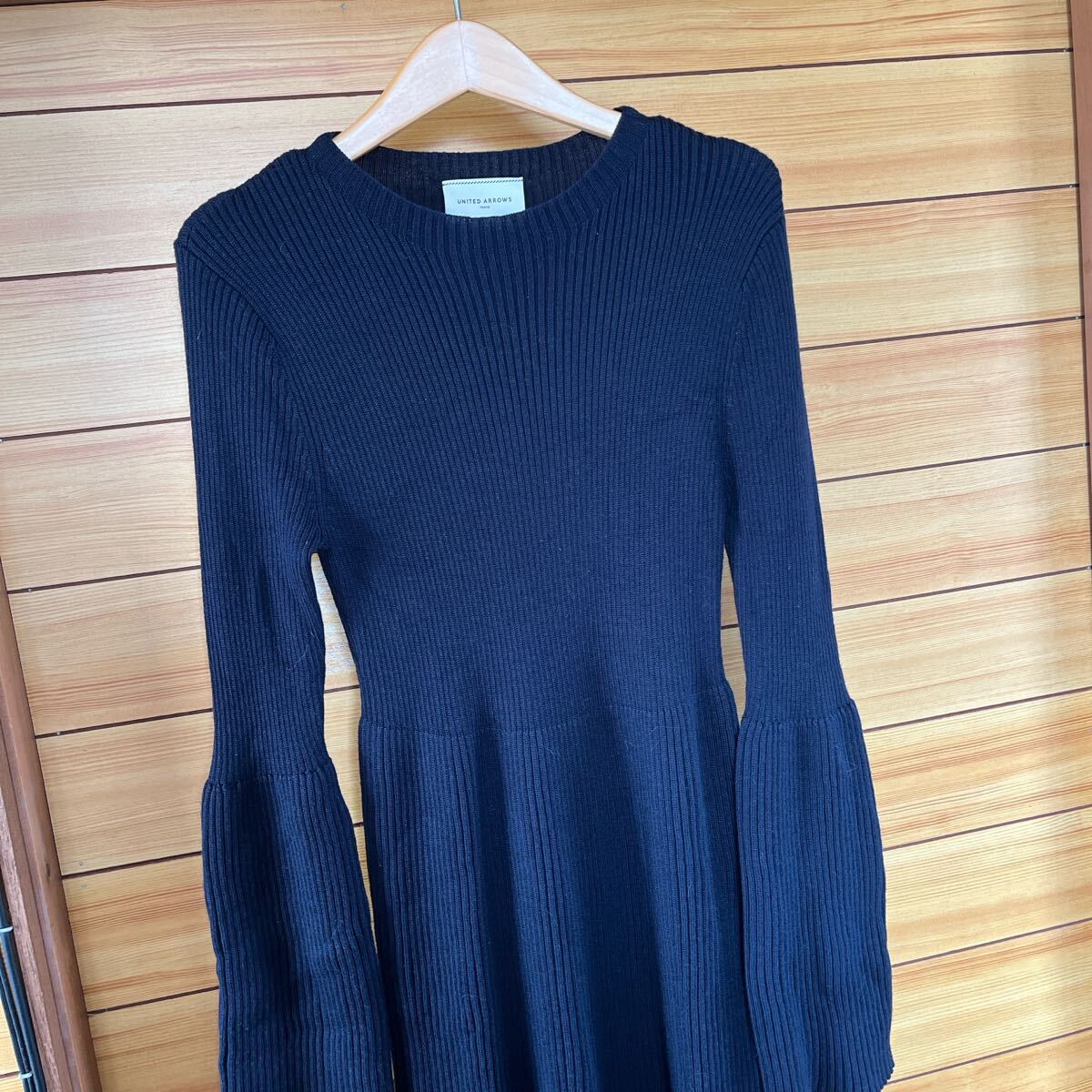 united arrows ユナイテッドアローズ　ニット　ワンピース　ネイビー