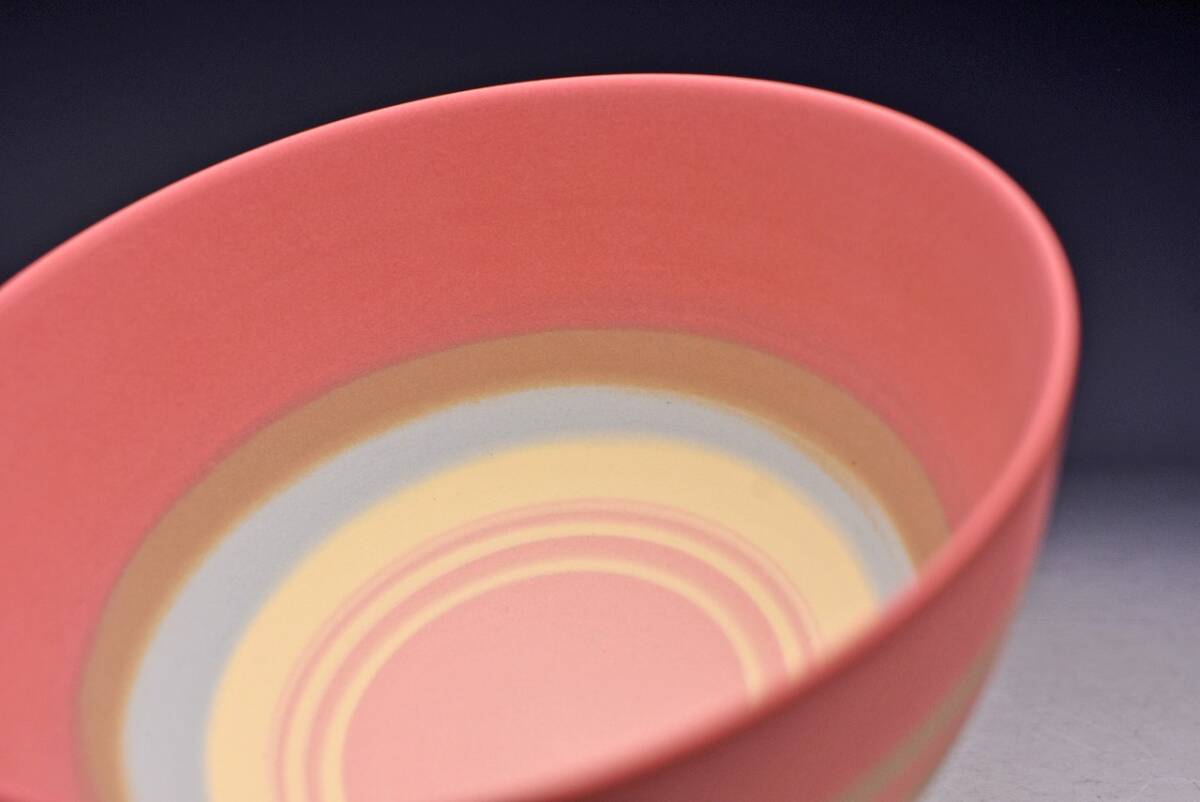 安藤千都勢 茶碗 安藤千都勢 ☆ 練込 色絵 茶碗 ☆ 惑星 ☆ 共箱 共布 栞