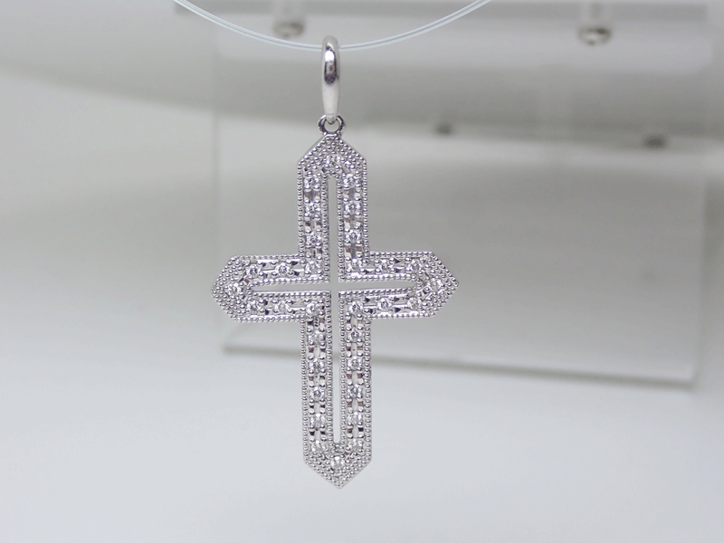 水野薫子　KAOLVCO PT900　ダイヤモンド ペンダント D0.21ct　3.9g 薫子 美品 作家ジュエリー クロス 十字架　送料無料！！