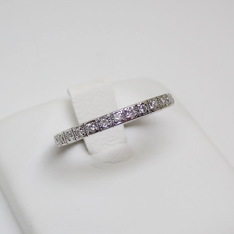 K18WG エタニティ ダイヤモンド リング D0.3ct 総重量約2.3g 日本サイズ＃12.5號 リング幅最大2mm 指輪 中古 送料無料??！