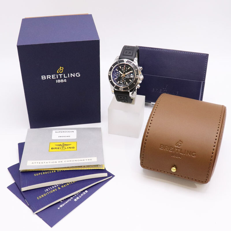BREITLING ブライトリング A13311 スーパーオーシャン クロノグラフ 42 ブラック 自動(dòng)巻 デイト スモールセコンド 美品 腕時(shí)計(jì) 送料無(wú)料！
