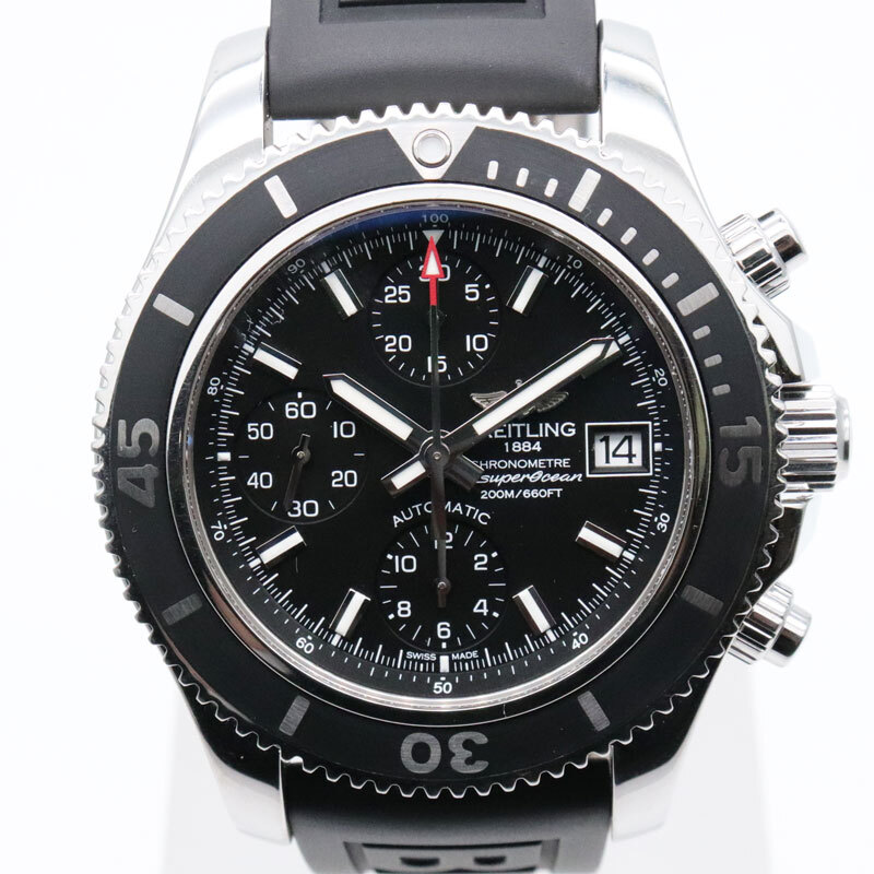 BREITLING ブライトリング A13311 スーパーオーシャン クロノグラフ 42 ブラック 自動(dòng)巻 デイト スモールセコンド 美品 腕時(shí)計(jì) 送料無(wú)料！