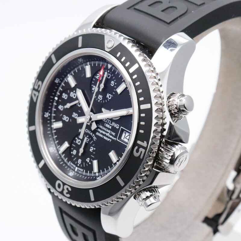 BREITLING ブライトリング A13311 スーパーオーシャン クロノグラフ 42 ブラック 自動(dòng)巻 デイト スモールセコンド 美品 腕時(shí)計(jì) 送料無(wú)料！