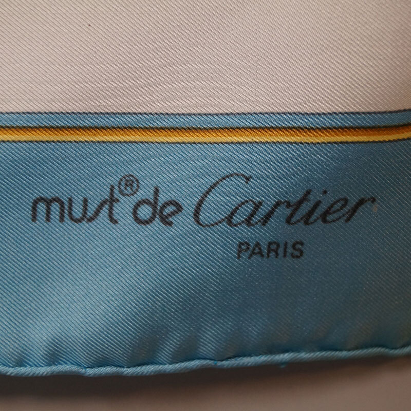 yf79-Cartier Cartier must de cartier шарф голубой большой размер шелк 100% двойной C мульти- ювелирные изделия Calle Франция производства 