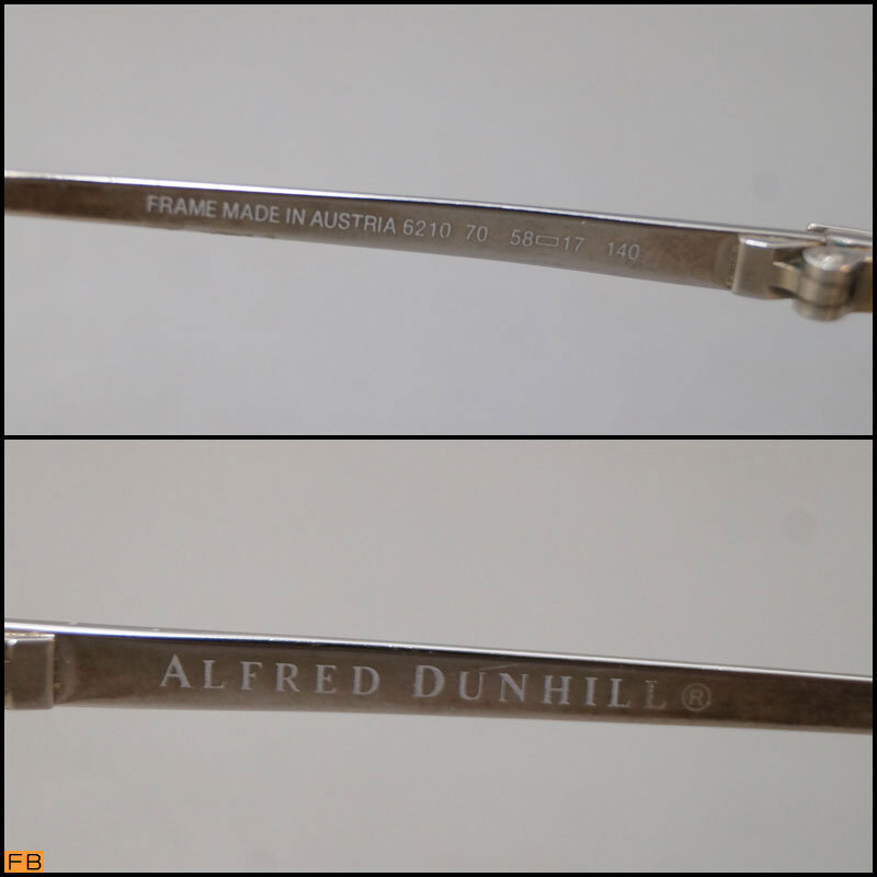 yf96-ALFRED DUNHILL アルフレッド ダンヒル 眼鏡 シルバー 6210 70 58□17 140 度入り めがね オーストリア制