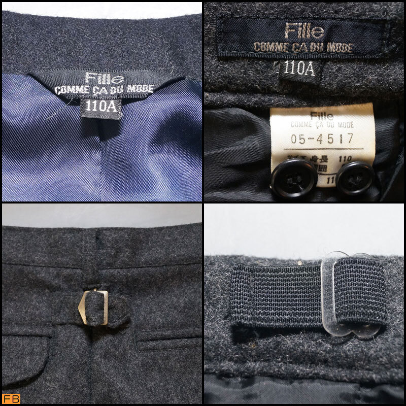 !_COMME CA DU MODE FILLE Kids костюм 110A жакет брюки галстук 2 вид мужчина чёрный свадьба презентация . индустрия входить . формальный сделано в Японии 