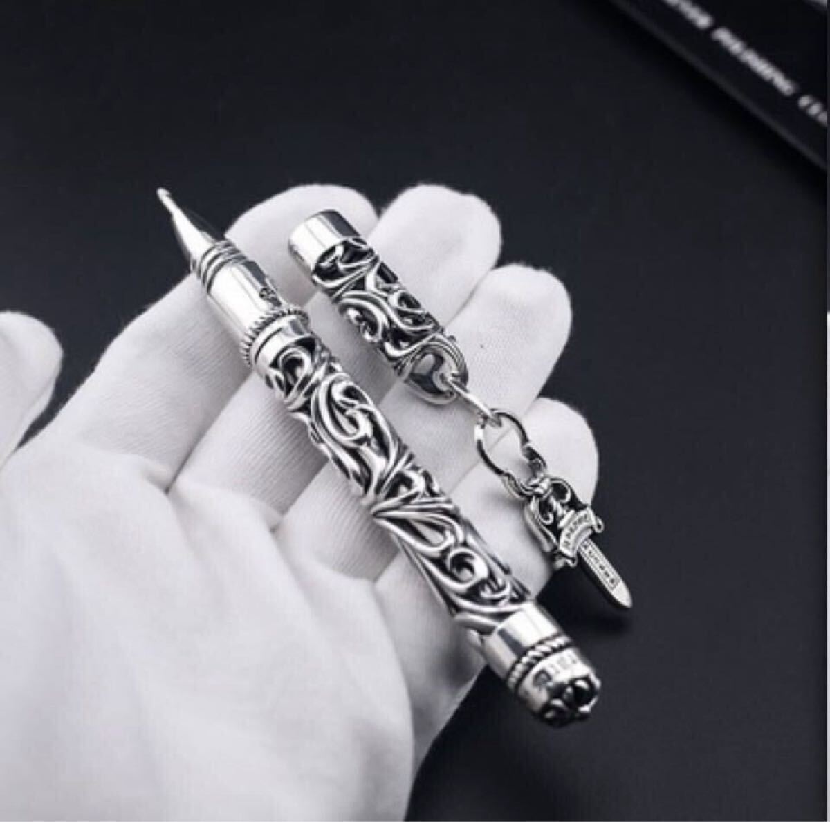 ☆激レア！再々入荷！！シルバー製ボールペン　　刻印あり！書けます♪ アクセサリーに！ダガーアクセサリー付き！