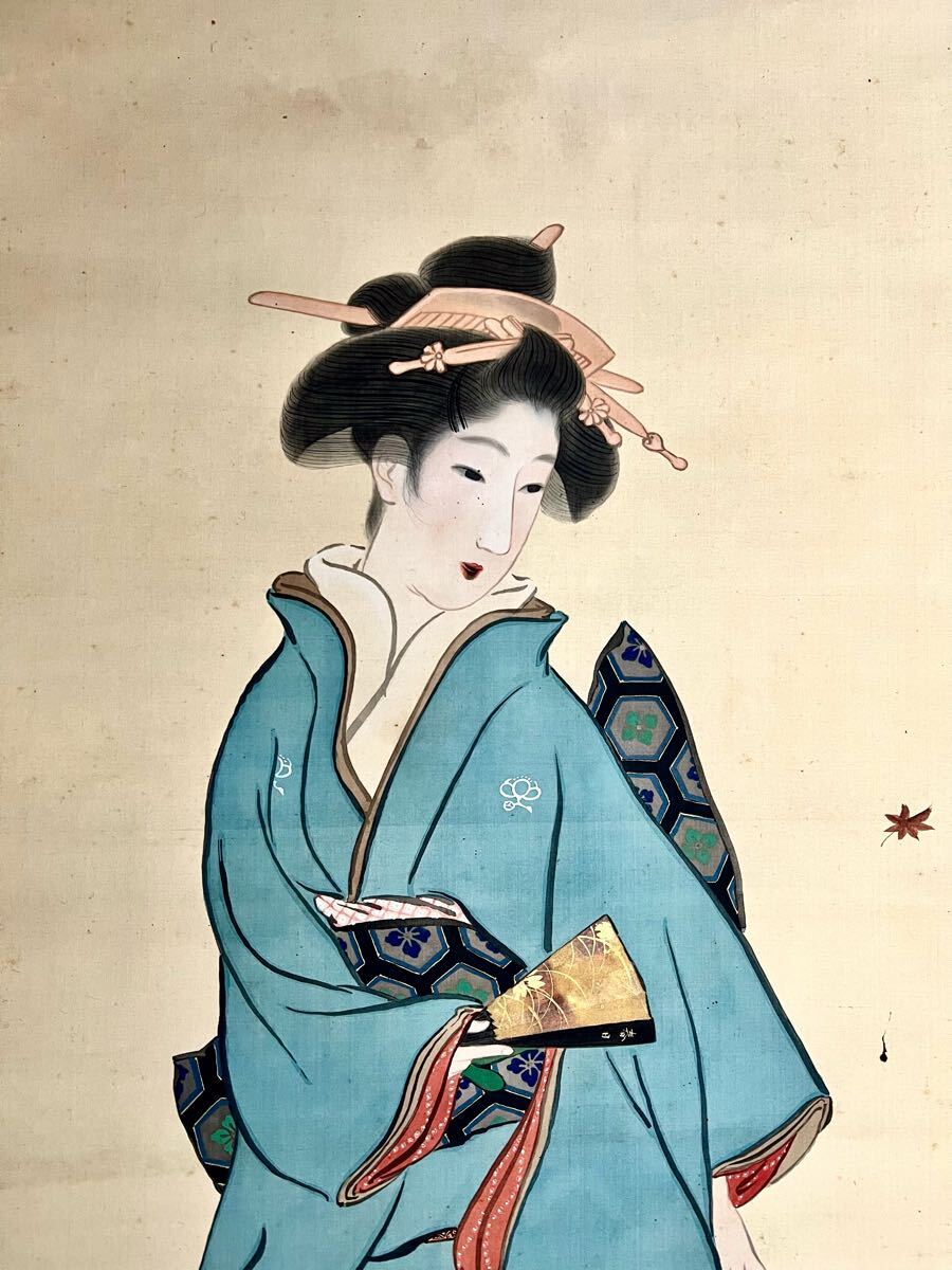 真作】【仙】上村松園「春日」絹本 肉筆 合箱 金泥仕様 浮世絵 真作】【仙】上村松園「春日」絹本 肉筆 合箱 金泥仕様 浮世絵