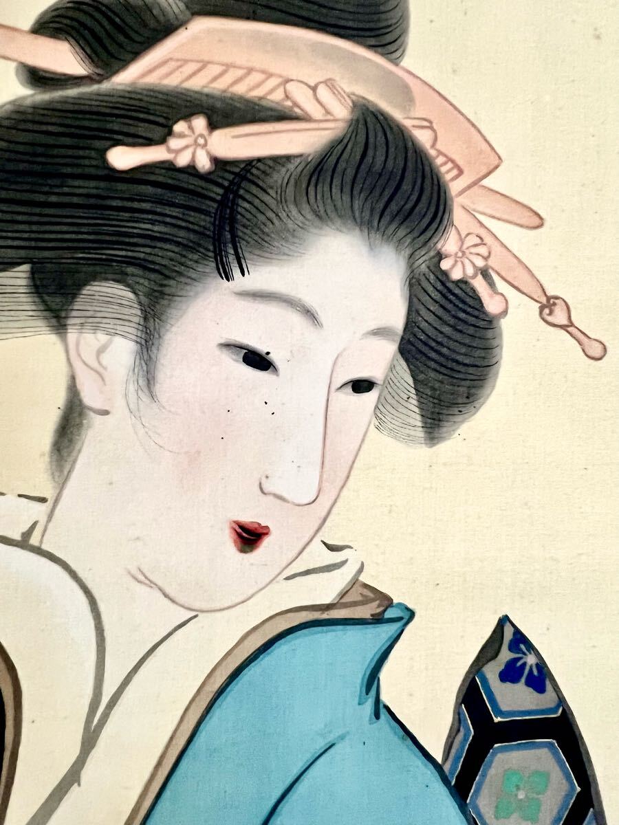 真作】【仙】上村松園「春日」絹本 肉筆 合箱 金泥仕様 浮世絵 真作】【仙】上村松園「春日」絹本 肉筆 合箱 金泥仕様 浮世絵