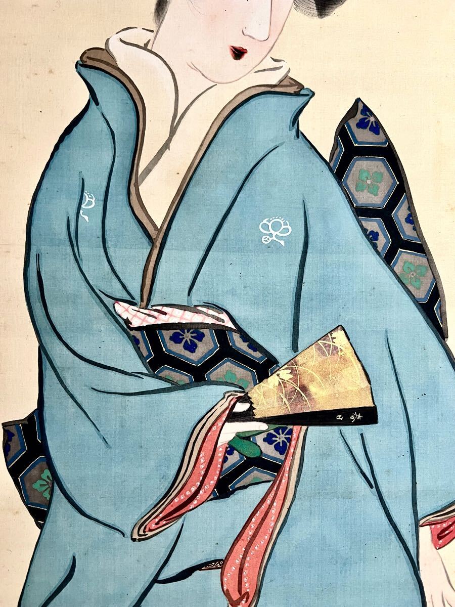 【気質アップ】 真作】【仙】上村松園「春日」絹本 肉筆 合箱 金泥仕様 浮世絵 絵画