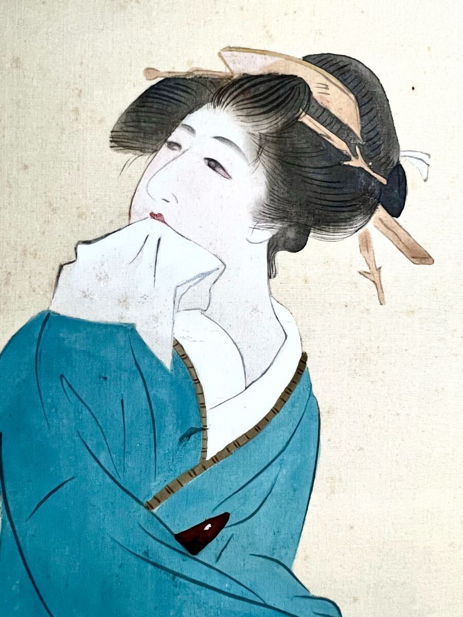 真作】【仙】鏑木清方「梅下美人」絹本 肉筆 合箱 金泥 春景 真作】【仙】鏑木清方「梅下美人」絹本 肉筆 合箱 金泥 春景
