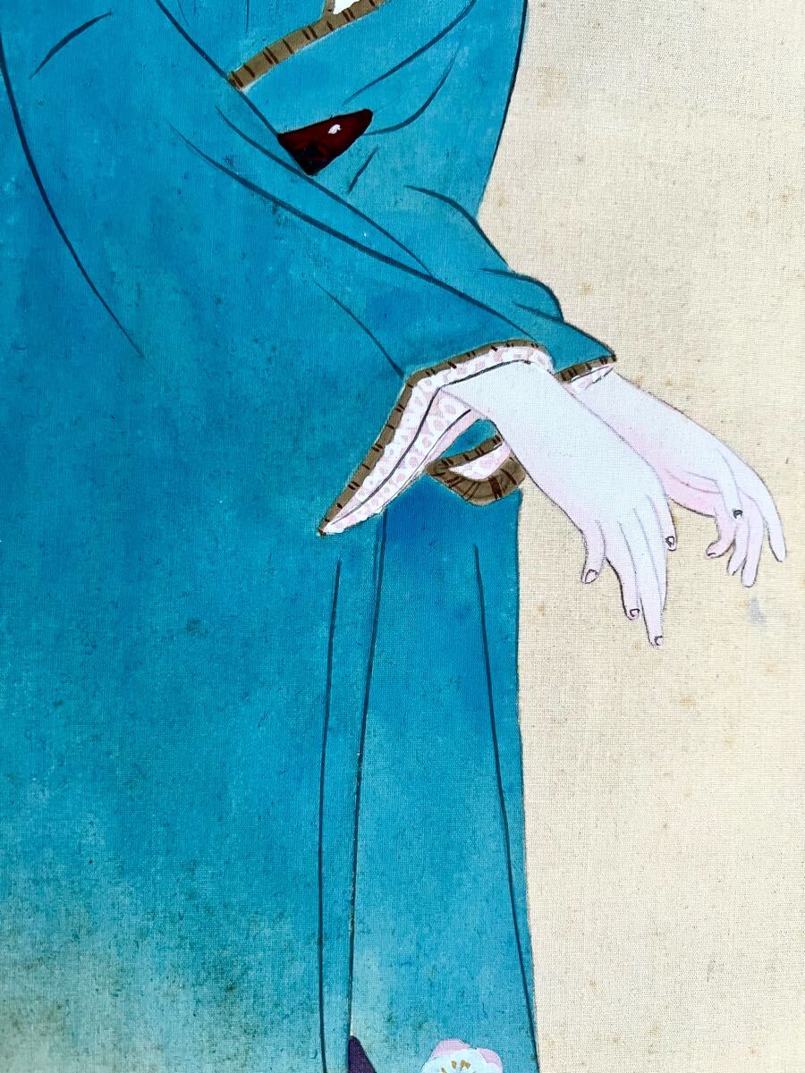 真作】【仙】鏑木清方「梅下美人」絹本 肉筆 合箱 金泥 春景 真作】【仙】鏑木清方「梅下美人」絹本 肉筆 合箱 金泥 春景