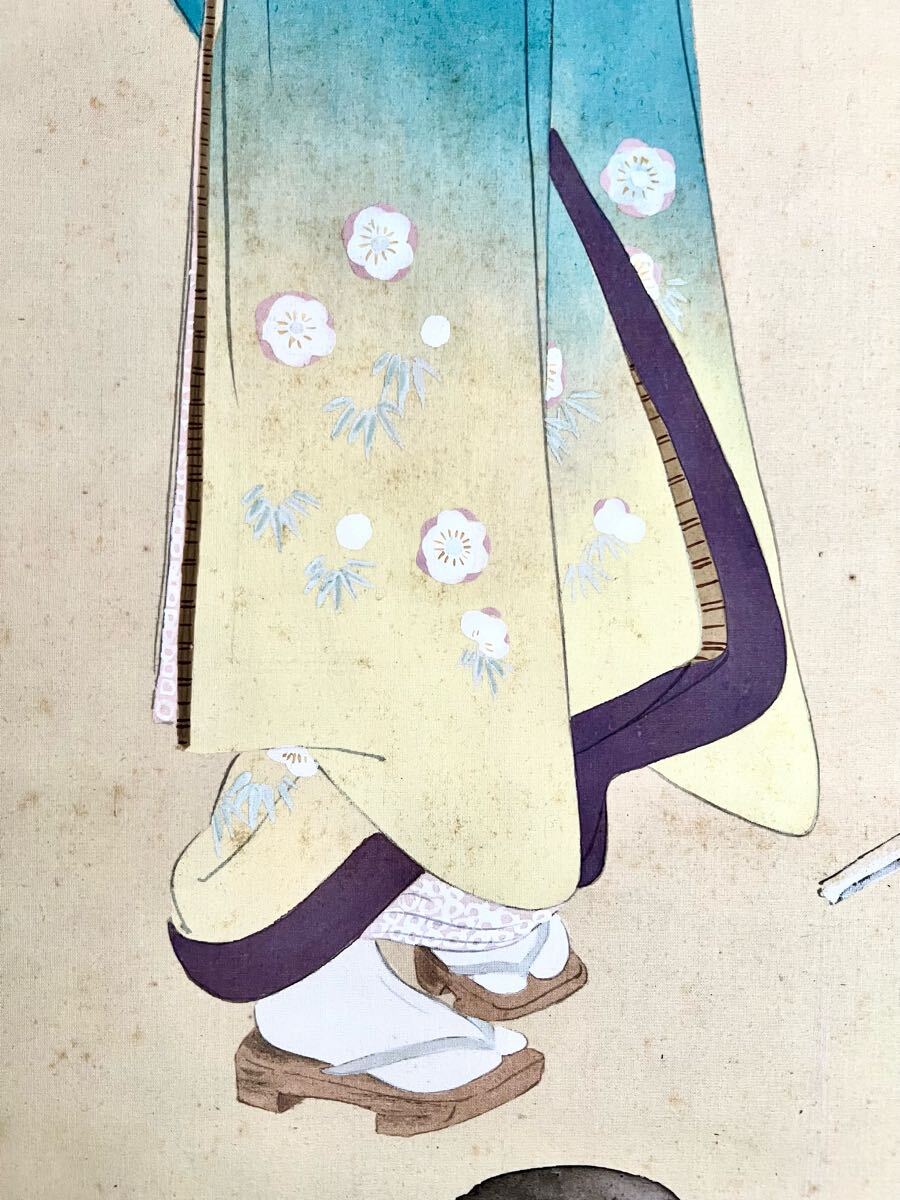 真作】【仙】鏑木清方「梅下美人」絹本 肉筆 合箱 金泥 春景 真作】【仙】鏑木清方「梅下美人」絹本 肉筆 合箱 金泥 春景