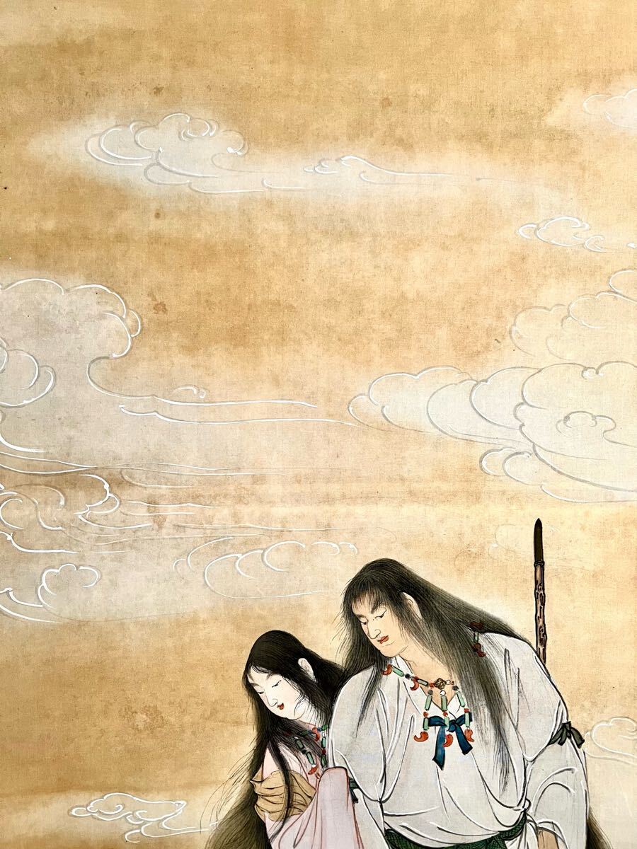 真作】【仙】安田靫彦「天孫降臨」絹本 肉筆 合箱 金泥 仏画 真作】【仙】安田靫彦「天孫降臨」絹本 肉筆 合箱 金泥 仏画