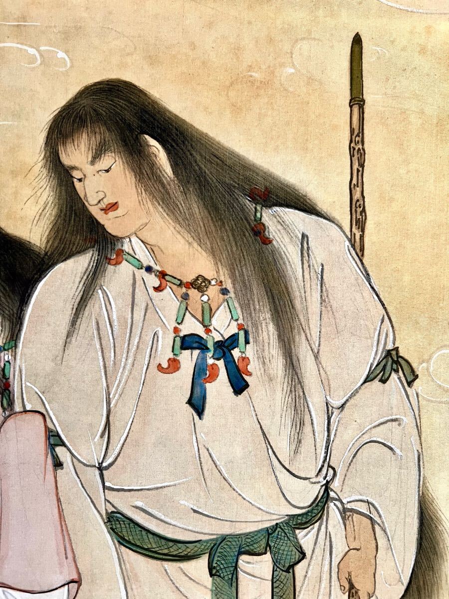 真作】【仙】安田靫彦「天孫降臨」絹本 肉筆 合箱 金泥 仏画 真作】【仙】安田靫彦「天孫降臨」絹本 肉筆 合箱 金泥 仏画