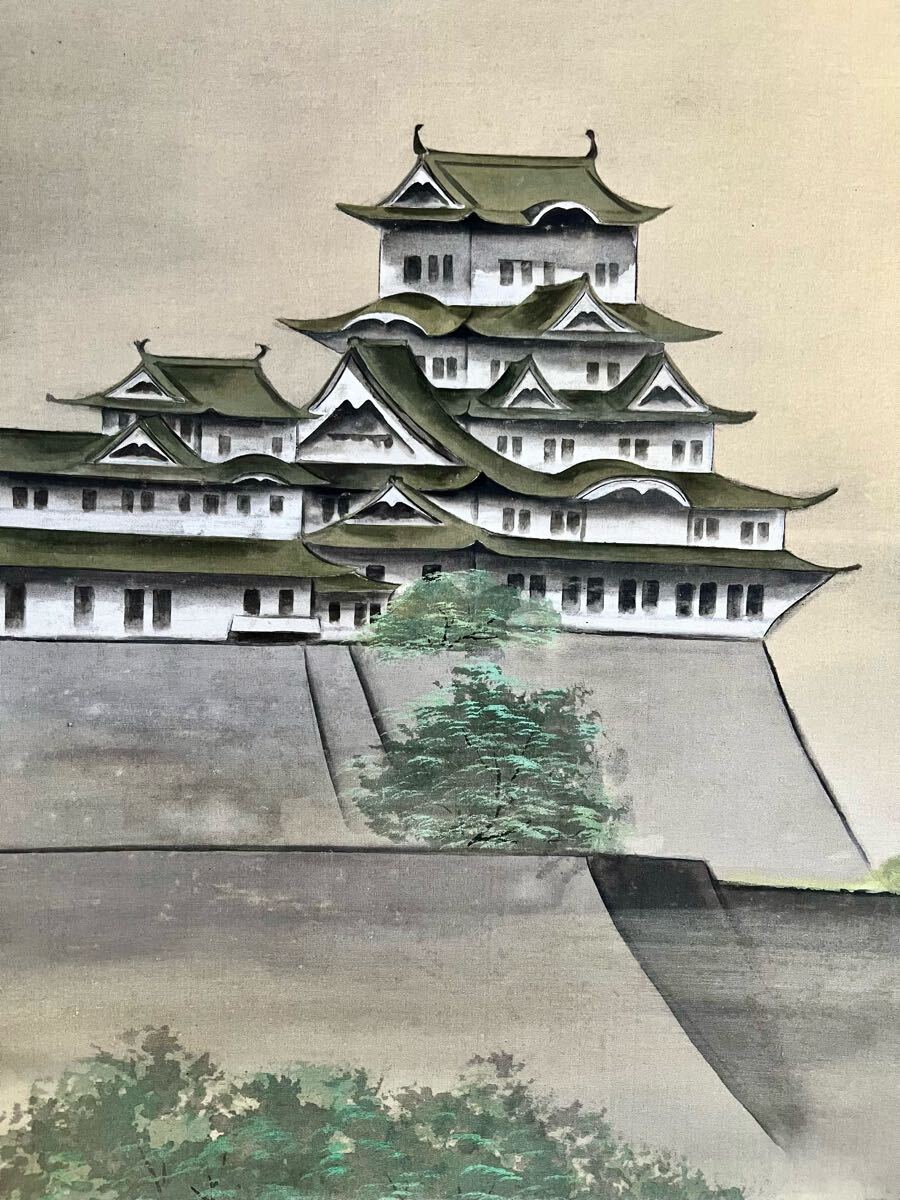 真作】掛軸 市郎銘 山水図 人気定番作品 合箱入 M71 絵画