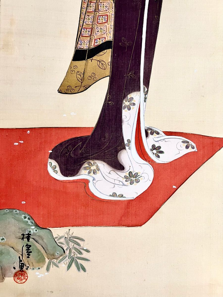 真作】【仙】池田桂仙「月下美人 桜花美人図 双幅」絹本 肉筆 合 真作】【仙】池田桂仙「月下美人 桜花美人図 双幅」絹本 肉筆 合