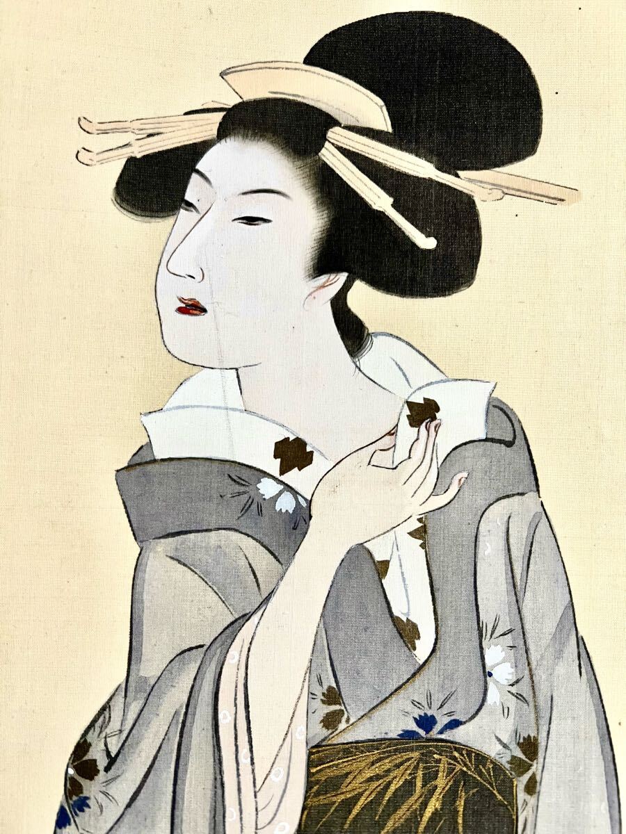 真作】【仙】池田桂仙「月下美人 桜花美人図 双幅」絹本 肉筆 合 真作】【仙】池田桂仙「月下美人 桜花美人図 双幅」絹本 肉筆 合