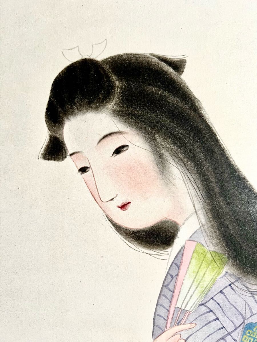 真作】【仙】伊東深水「菖蒲」紙本 肉筆 合箱 浮世絵 美人画 花 真作】【仙】伊東深水「菖蒲」紙本 肉筆 合箱 浮世絵 美人画 花