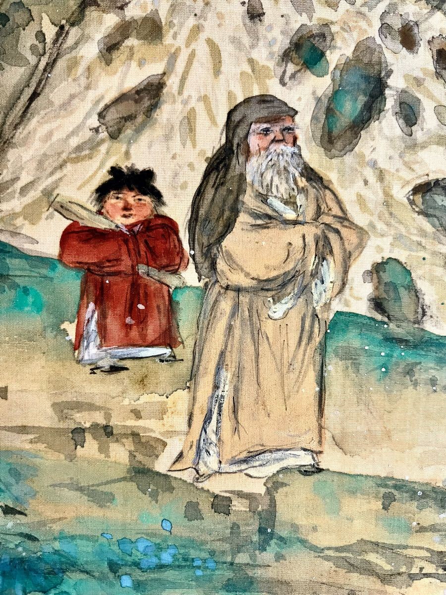 真作】【仙】橋本関雪「梅林観瀑図」絹本 肉筆 合箱 山水図 人物 真作】【仙】橋本関雪「梅林観瀑図」絹本 肉筆 合箱 山水図 人物