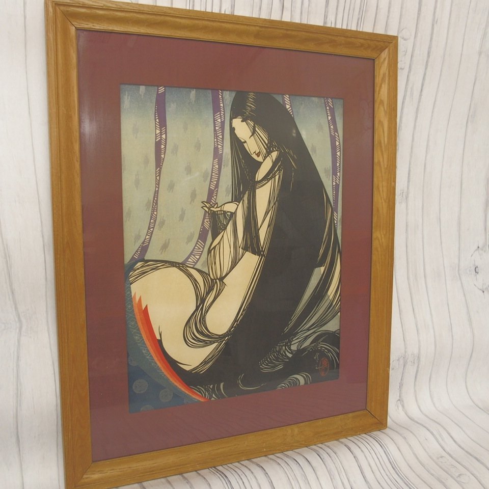 f002 X 真作保証 宮田雅之 切り絵画家『中世の女』木版画 版画 f002 X 真作保証 宮田雅之 切り絵画家『中世の女』木版画 版画