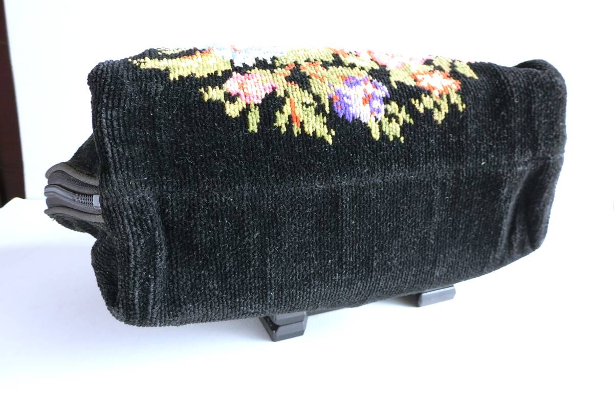 FEILER　フェイラー　ヴィンテージ　トートバッグ　扇型　ラウンドファスナー　手提げ鞄　花柄　ハンドバッグ　大容量_画像9