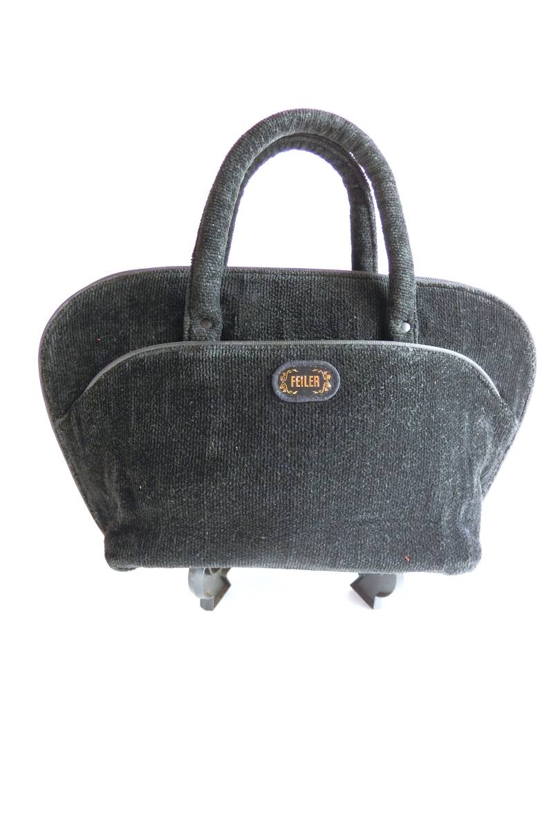 FEILER　フェイラー　ヴィンテージ　トートバッグ　扇型　ラウンドファスナー　手提げ鞄　花柄　ハンドバッグ　大容量_画像3