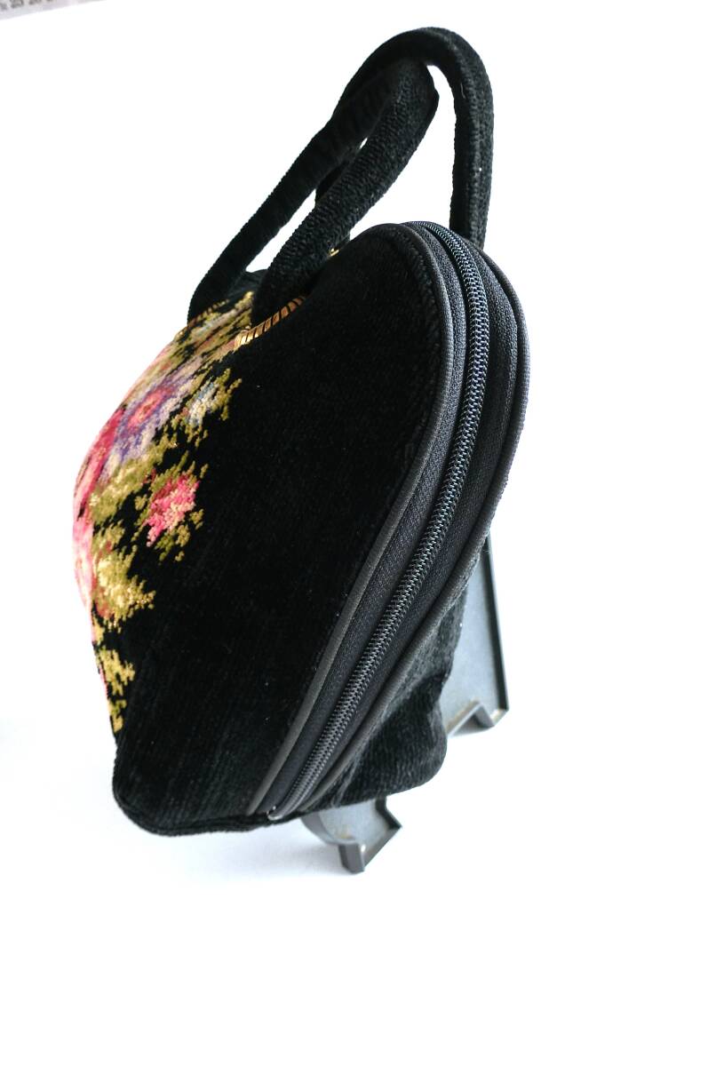 FEILER　フェイラー　ヴィンテージ　トートバッグ　扇型　ラウンドファスナー　手提げ鞄　花柄　ハンドバッグ　大容量_画像4