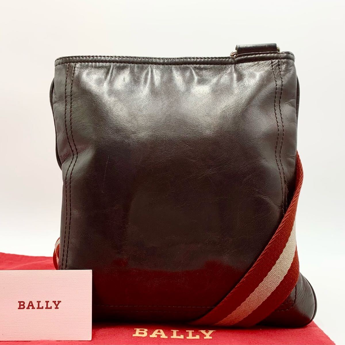 BALLY バリー ストライプ レザー ショルダーバッグ トレインスポッティング BALLY バリー ショルダーバッグ レザー 赤ストライプトレイン