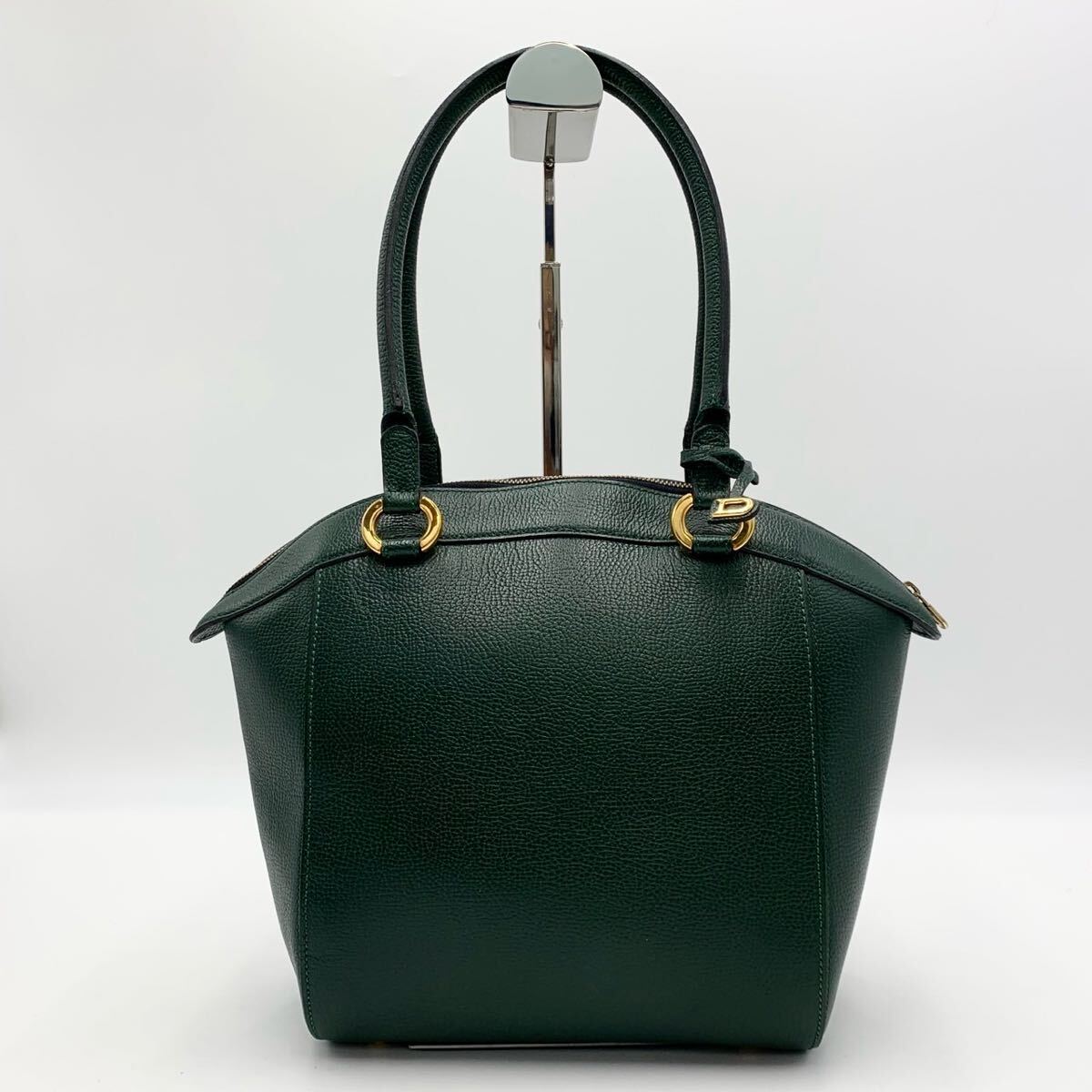 【上美品】DELVAUX Dチャーム付属 ハンドバッグ レザー グリーン 上美品】DELVAUX Dチャーム付属 ハンドバッグ レザー グリーン
