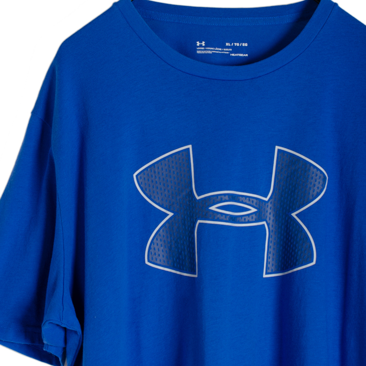 アンダーアーマー UNDER ARMOUR Tシャツ ビックロゴ トレーニングTシャツ 半袖 メンズ XLサイズ 青 ブルー クルーネック 大きいサイズ