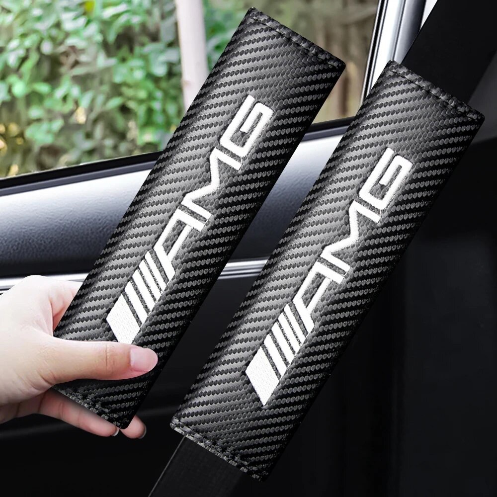 2 шт. комплект Mercedes-Benz Mercedes Benz AMG карбоновый волокно ремень безопасности накладка ремень безопасности покрытие плечо накладка Logo вышивка sp