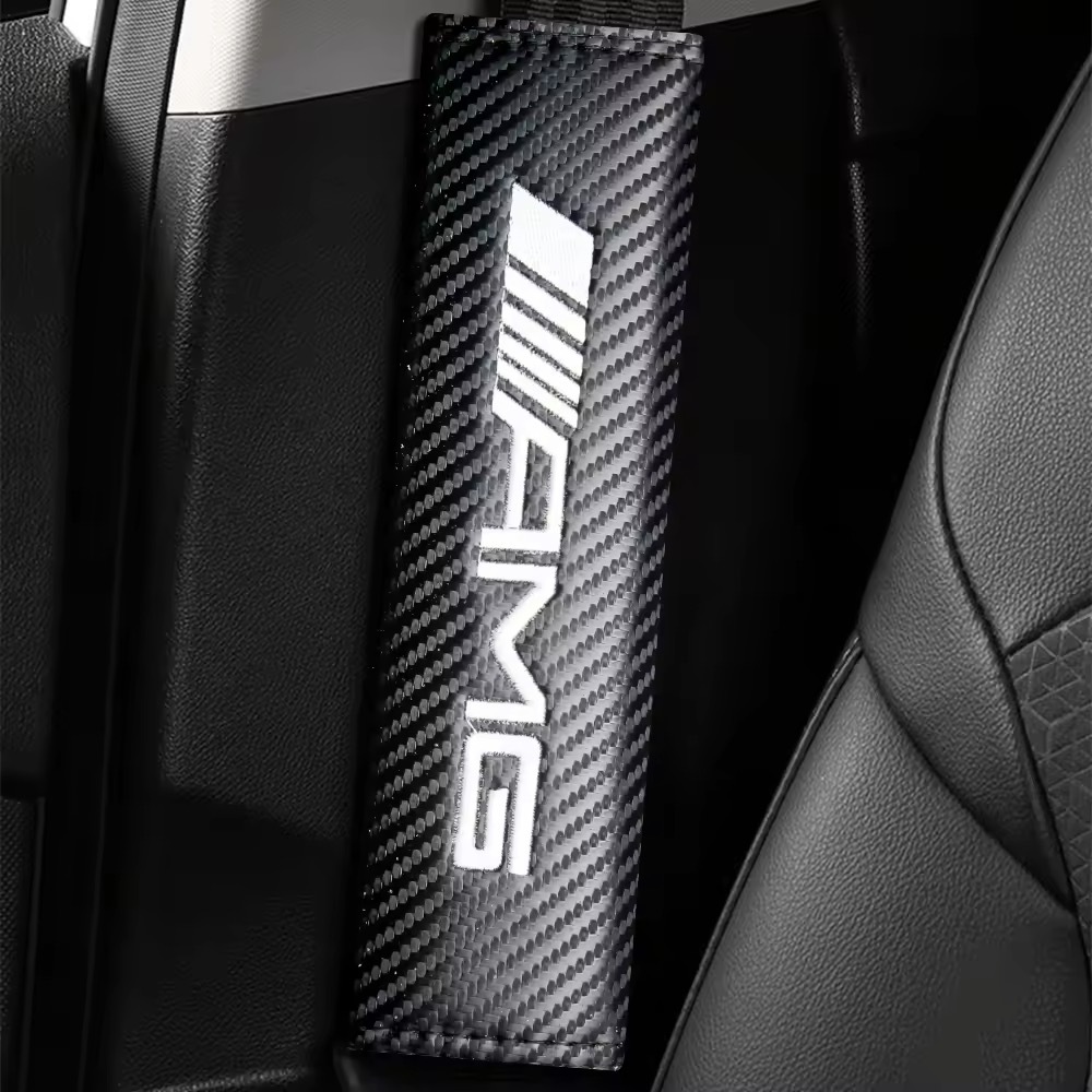 2 шт. комплект Mercedes-Benz Mercedes Benz AMG карбоновый волокно ремень безопасности накладка ремень безопасности покрытие плечо накладка Logo вышивка sp