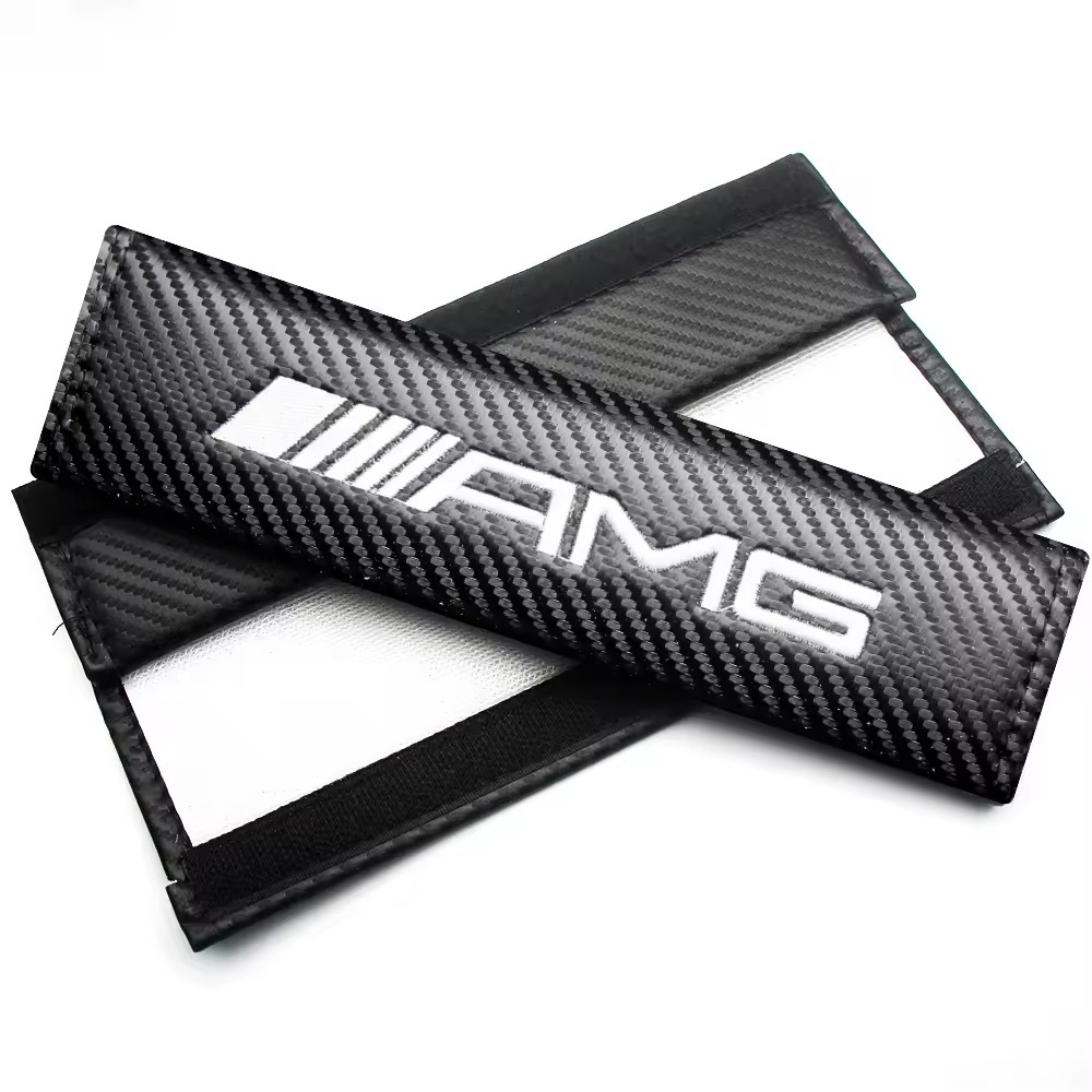 2 шт. комплект Mercedes-Benz Mercedes Benz AMG карбоновый волокно ремень безопасности накладка ремень безопасности покрытие плечо накладка Logo вышивка sp