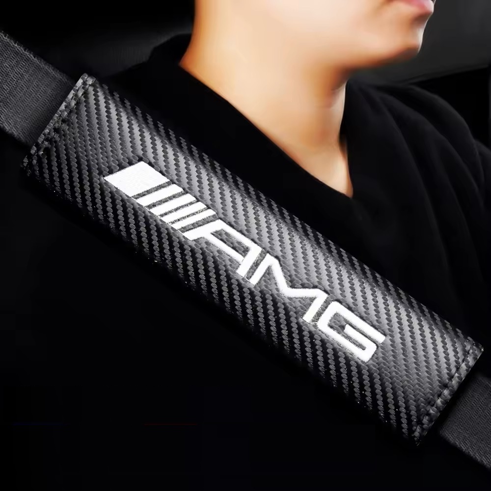 2 шт. комплект Mercedes-Benz Mercedes Benz AMG карбоновый волокно ремень безопасности накладка ремень безопасности покрытие плечо накладка Logo вышивка sp