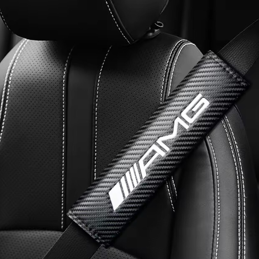 2 шт. комплект Mercedes-Benz Mercedes Benz AMG карбоновый волокно ремень безопасности накладка ремень безопасности покрытие плечо накладка Logo вышивка sp
