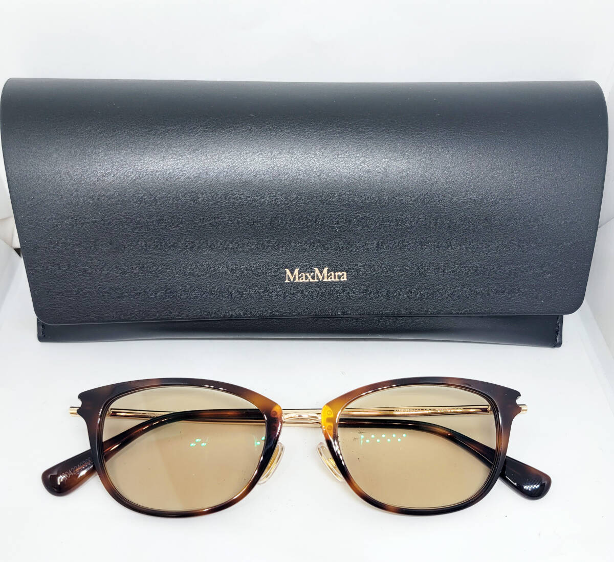 調光レンズ ブラウン Max Mara マックス・マーラ 正規品 サングラス 伊達メガネ MM5043-052 ハバナ ウェリントン UVカット 未使用