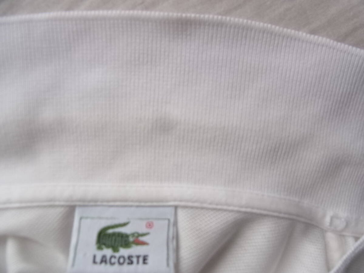 LACOSTE ラコステ　定番鹿の子素材　長(zhǎng)袖ポロシャツ　L1312 サイズ 4 ホワイト　大沢商會(huì)制　袖に薄く汚れ有り