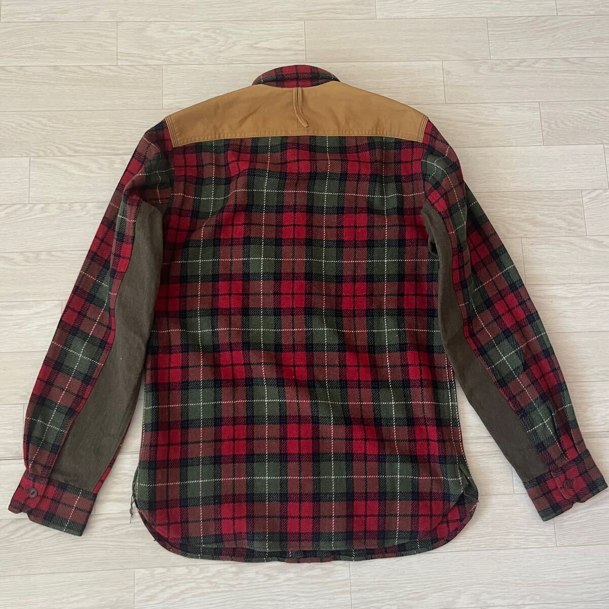 【大人のカジュアル】ジュンヤワタナベ コムデギャルソンマン JUNYA WATANABE COMME des GARCONS MAN チェックシャツ 再構築 S パッチ加工
