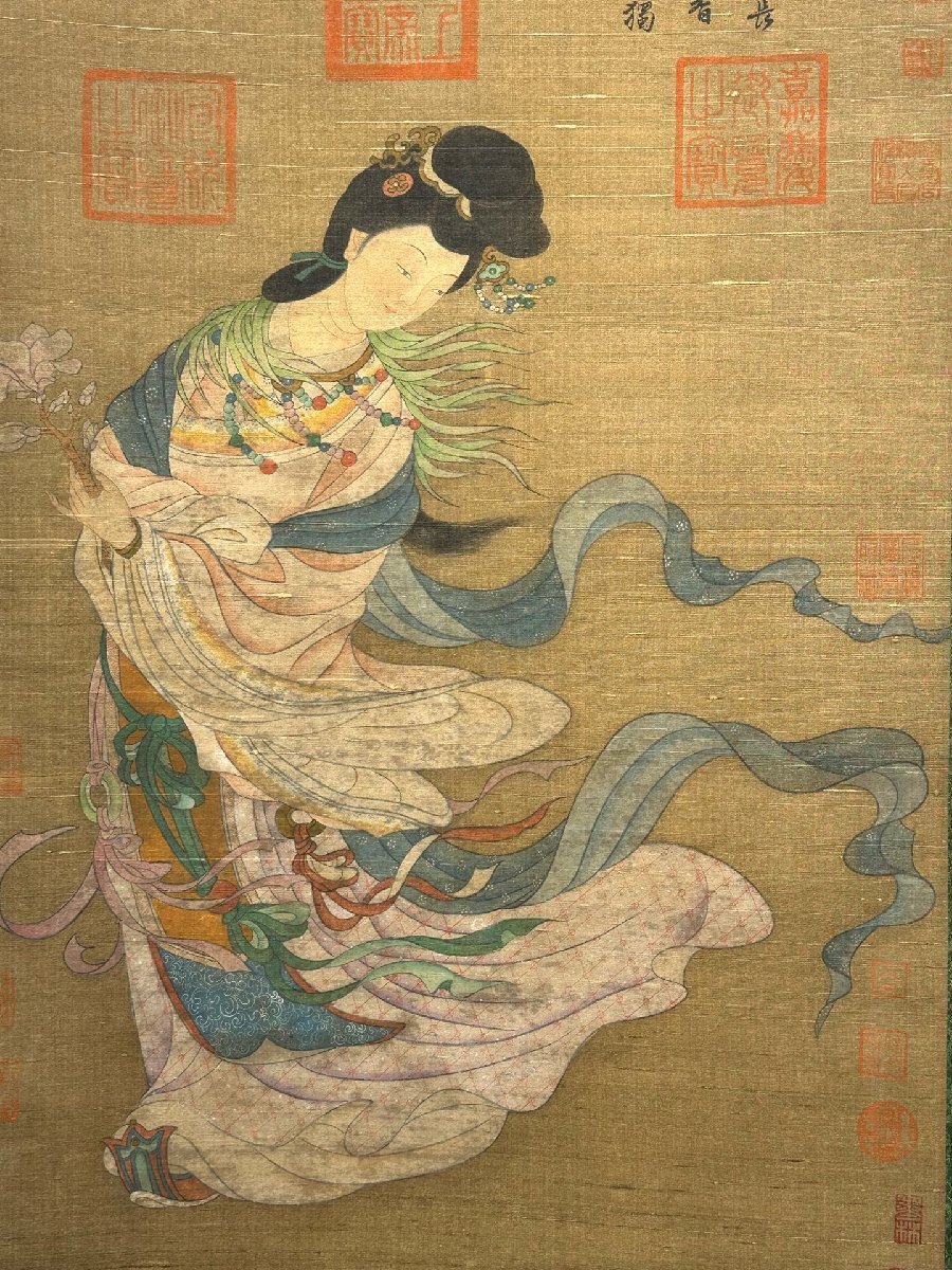 □大成美術□【唐寅書 絹本 仕女図】(検) 明代書画家 中国画 □大成美術□【唐寅書 絹本 仕女図】(検) 明代書画家 中国画