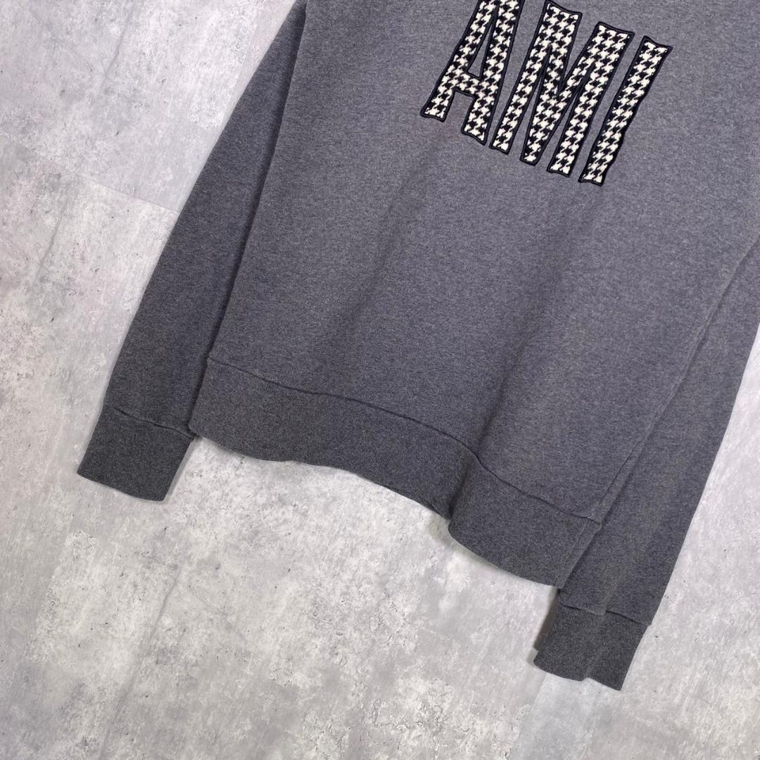 Ami paris』アミパリス (L) 千鳥柄刺繍ロゴ ラグランスウェット Ami paris』アミパリス (L) 千鳥柄刺繍ロゴ ラグランスウェット