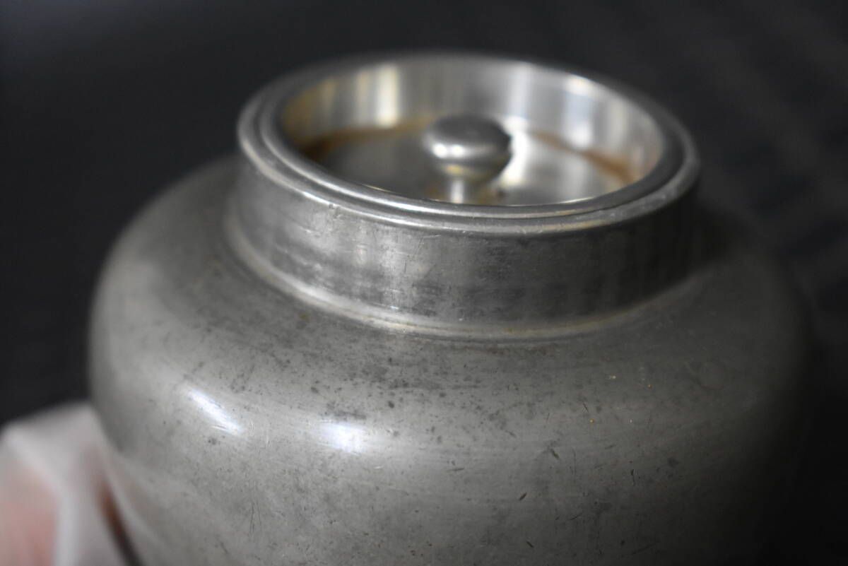うぶ品 時代物 本錫 古錫 茶壷 茶入 煎茶道具 古美術品 (錫製 うぶ品 時代物 本錫 古錫 茶壷 茶入 煎茶道具 古美術品 (錫製